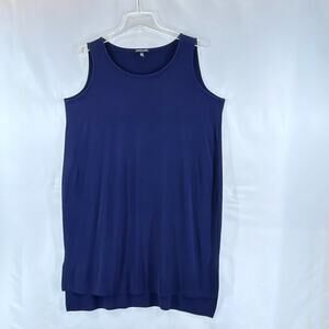 Eileen Fisher Tank Dress Navy Blue Stretch Midi Women S/P Summer Beach Basic